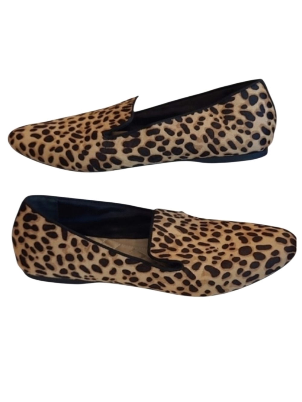 Birdies The Heron Leopard Haircalf Flat loafer Slip Slide On Mule Flex Sole
